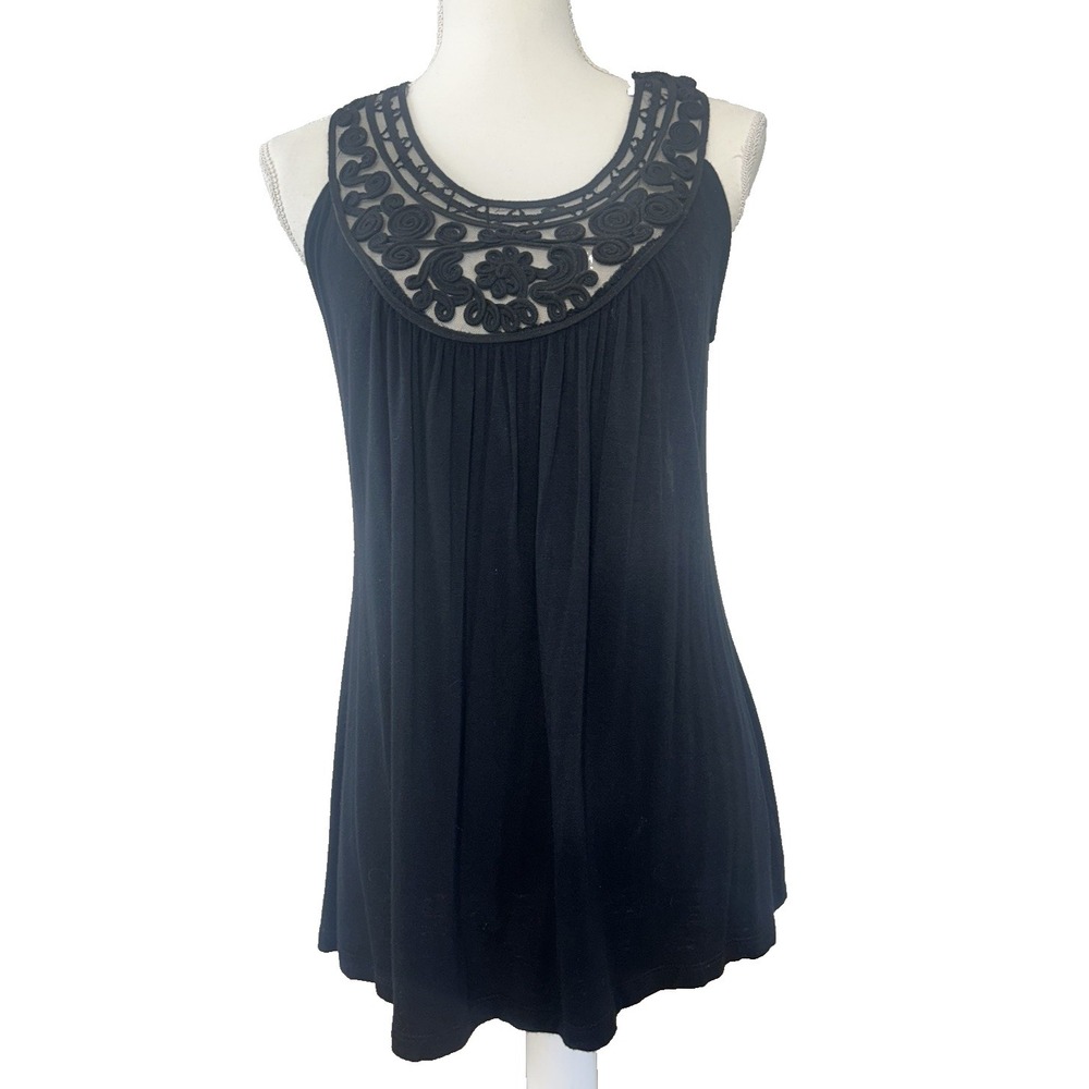 Crochet Black Halter Fairy Coquette Whimsygoth Tank  Racerback Flowy Tank SZ M